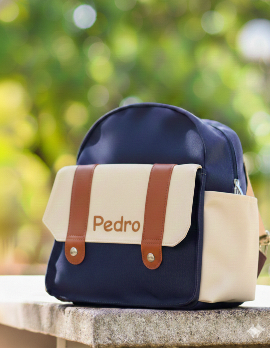Mochila Escolar Primeira Infância Em Lona De Algodão Colorida