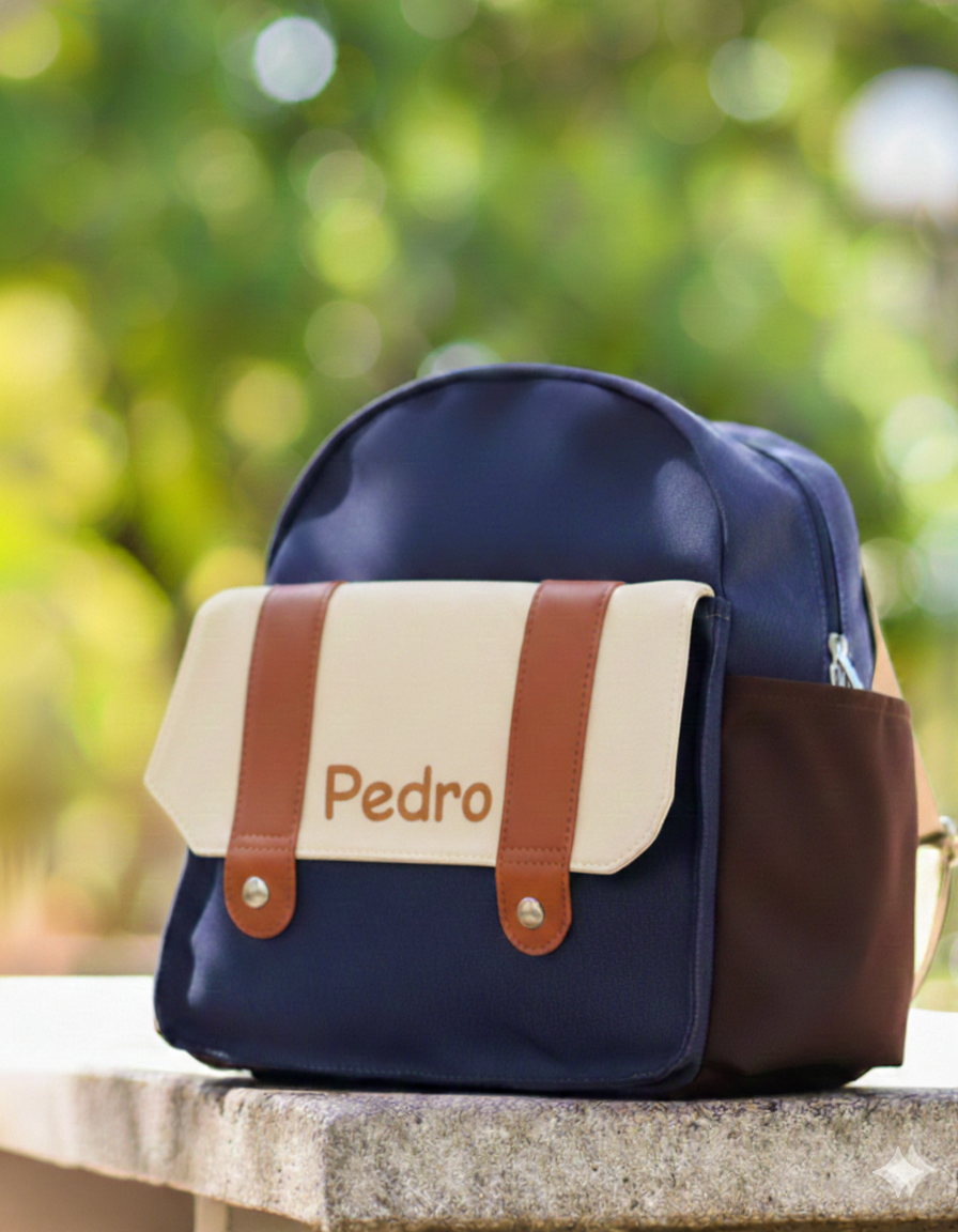 Mochila Escolar Primeira Infância Em Lona De Algodão Colorida