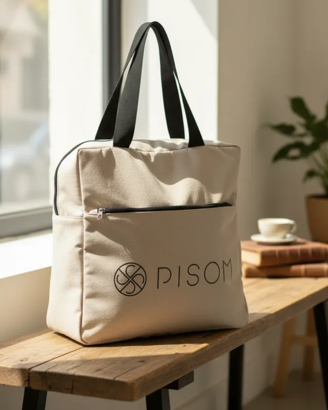 Bolsa Condicional Média Personalizada Em Linho Marfim