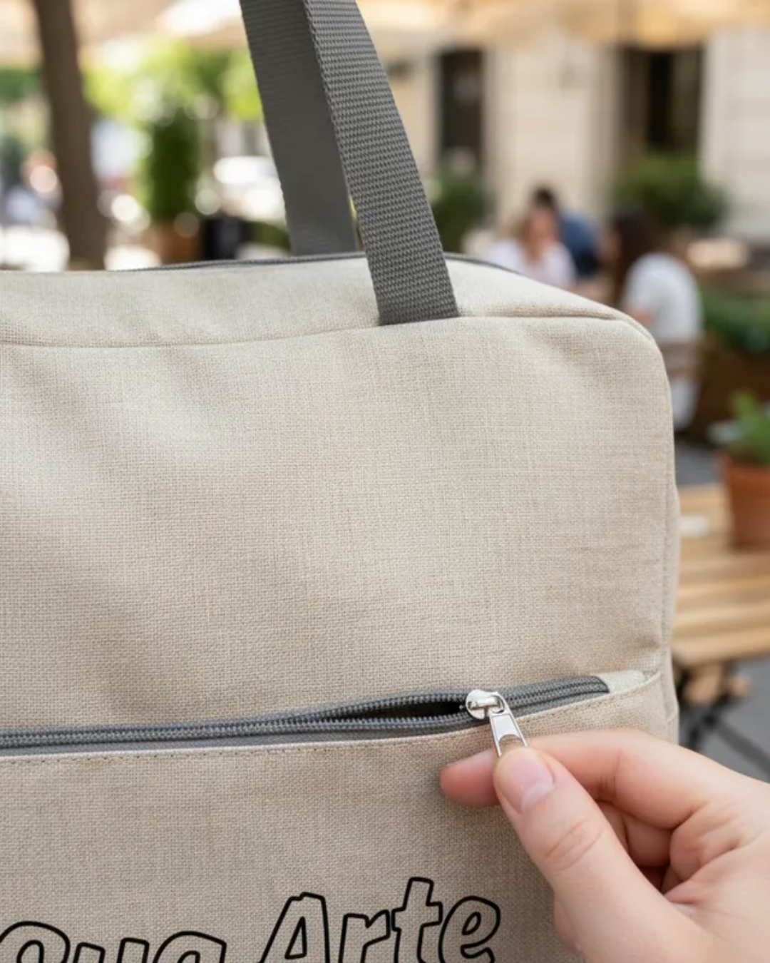 Bolsa Condicional Grande Personalizada Em Linho Marfim