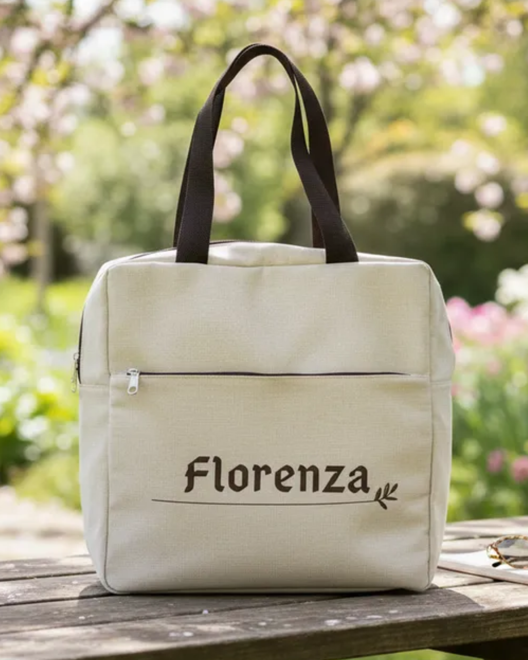 Bolsa Condicional Grande Personalizada Em Linho Marfim