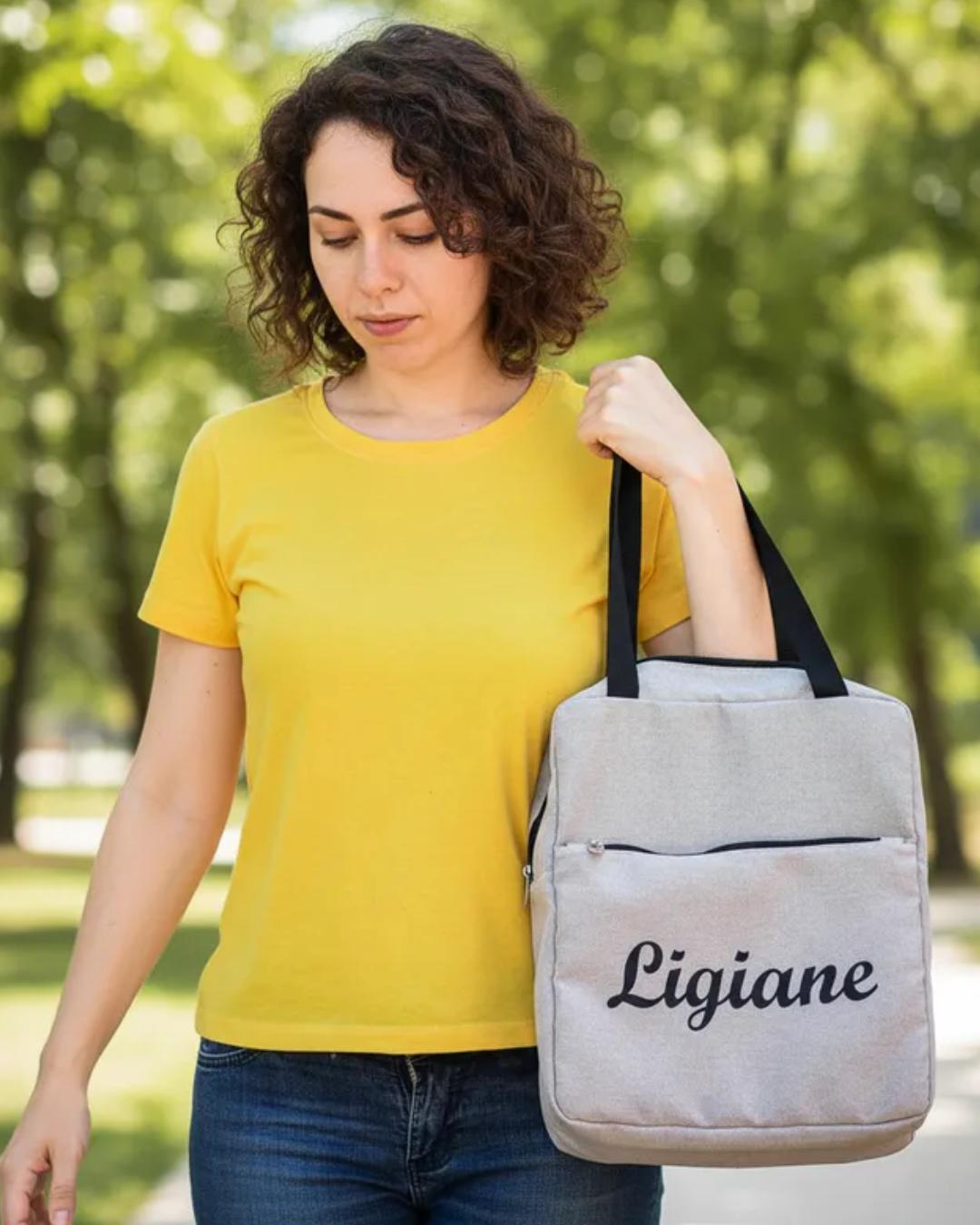 Bolsa Condicional Pequena Personalizada Em Linho Marfim