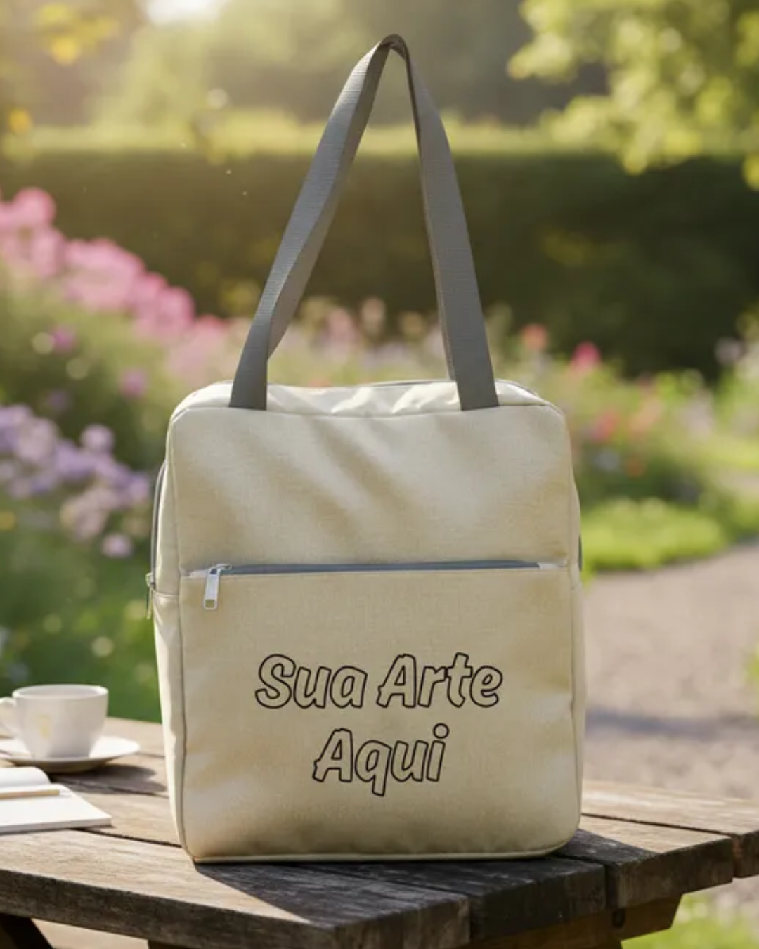Bolsa Condicional Pequena Personalizada Em Linho Marfim