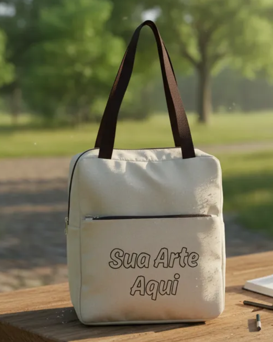 Bolsa Condicional Pequena Personalizada Em Linho Marfim