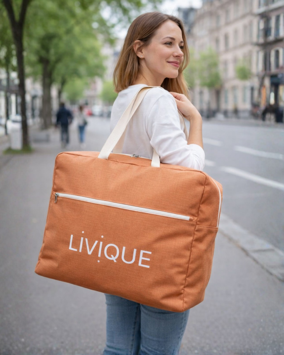 Bolsa Condicional Grande Personalizada Em Linho Laranja