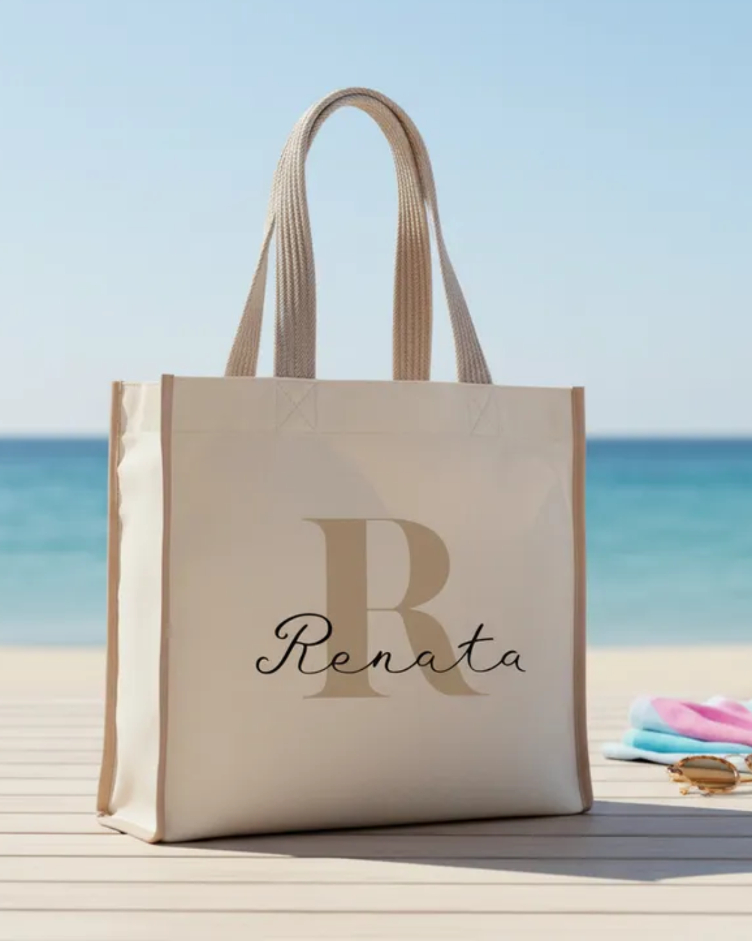 Sacola de Praia Pequena Personalizada com Nome/Logo Sem Zíper